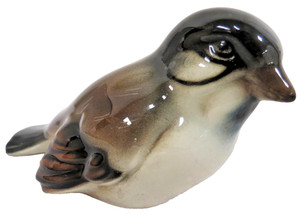 Porcelain Sparrow Bird Figurine Brown Glaze Austrian Ceramic Made in Austria