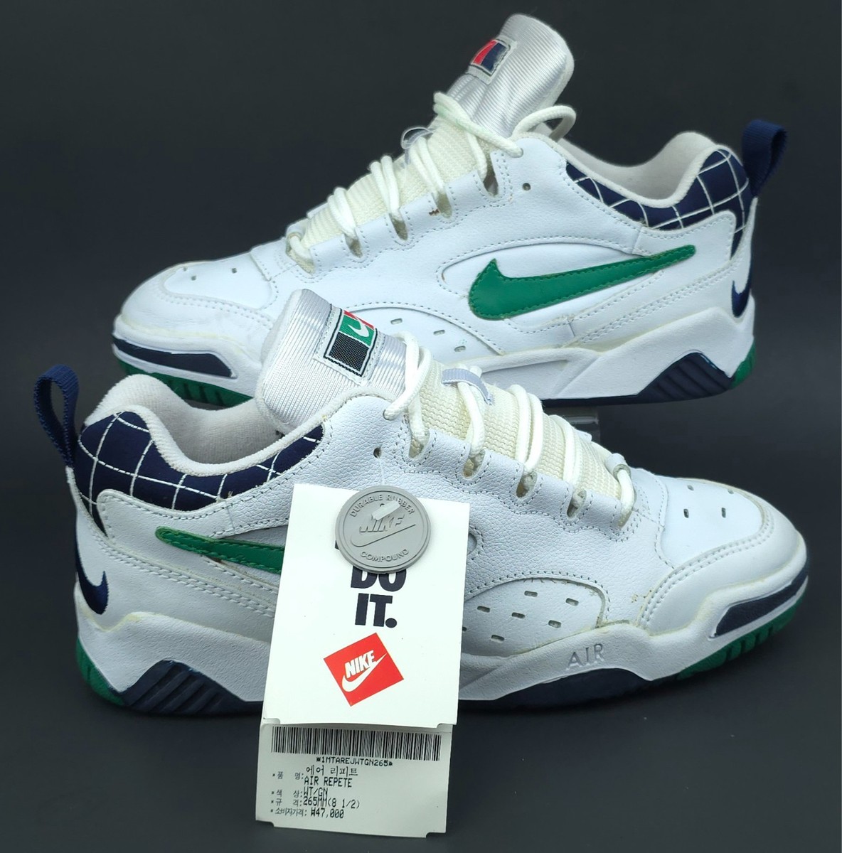 VTG 1995 Nike Air Repeat Mens 8.5 White Blue Green Sneaker Shoes