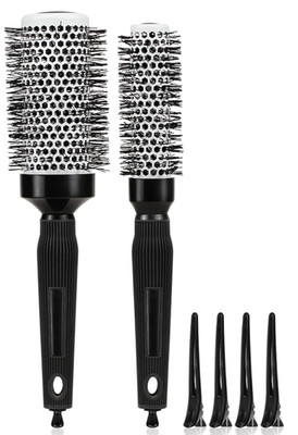 Round Brush Blow Dry Set Ceramic Hair Styling Brush w/ Clips Volume Kit
