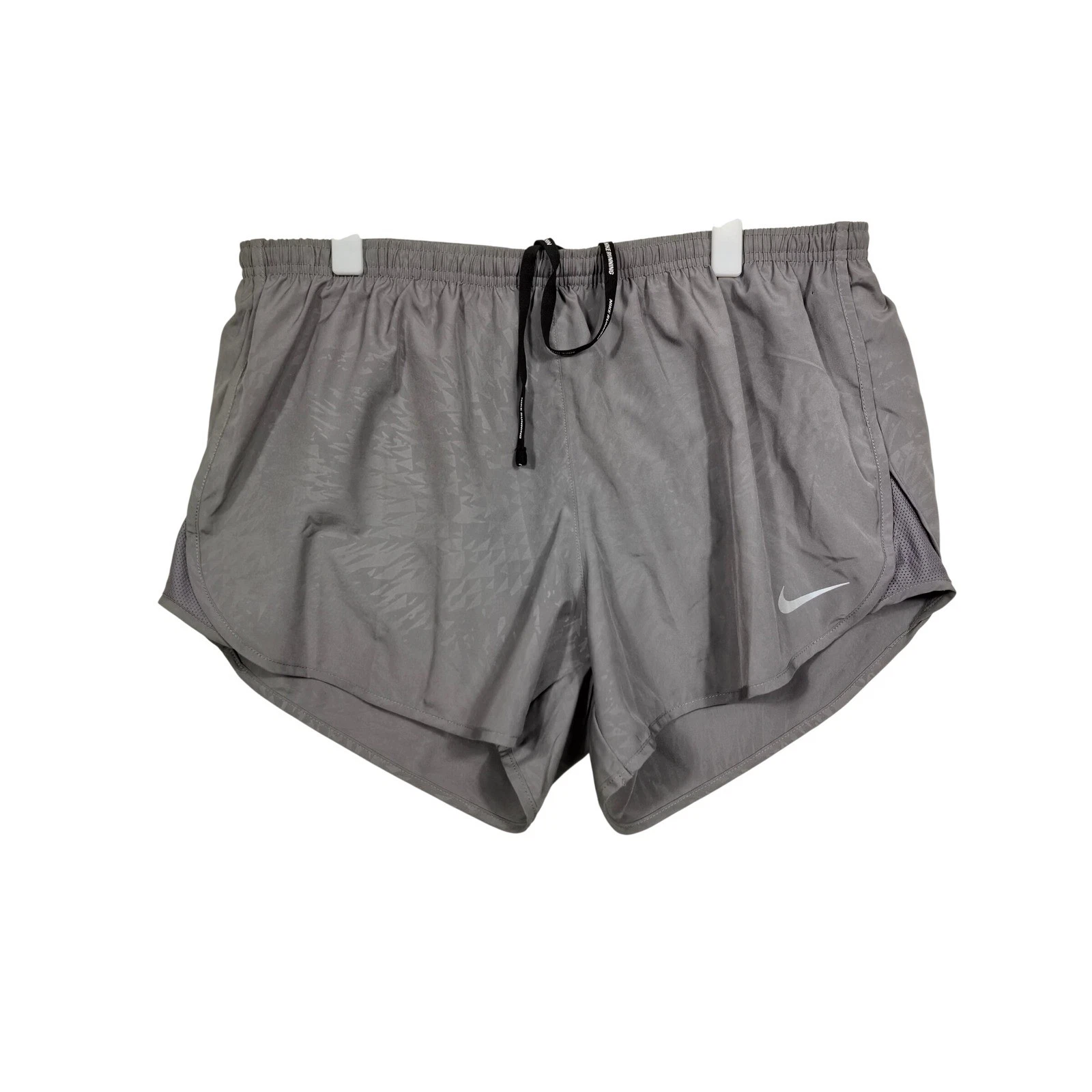 Nike Dri-FIT Running Shorts Mens XL Gray Geometric Pattern Mesh Back Zip Pocket