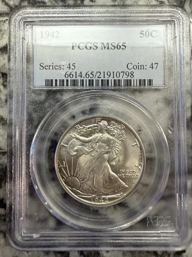 1942 Walking Liberty Silver Half Dollar - PCGS MS65