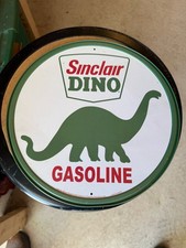Sinclair Dino Sign Motor Oil Gasoline Round Metal Tin Vintage Style Garage 12''