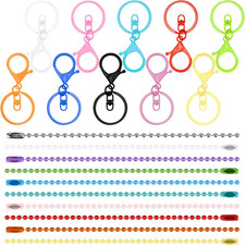 60Pcs Colorful Metal Keychain Making Set Contains Lobster Clasp Swivel Trigger C