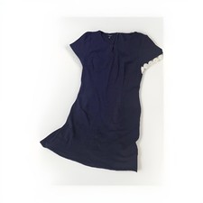 Talbots Dress Size 8p Navy White Lace Trim Nautical Travel Office Career Wedding