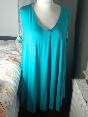 Tunika/Kleid Lässig Türkis Gr. L 46/48 Fällt Groß Aus  Viskose Elasthan Neu M.E.
