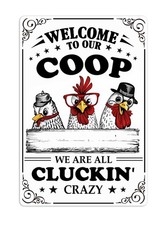 Funny Chicken Coop Sign Chicken Decor,Welcome To Our Coop Metal Poster,Tin Si...