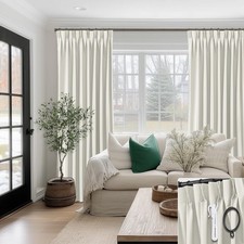 Extra Long Curtains 108 Inches Long for Living Room,Blackout Cream Color Ivor...