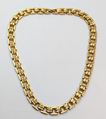 Vintage Monet Openwork Matte Gold Tone Square Chain Link 18'' Necklace
