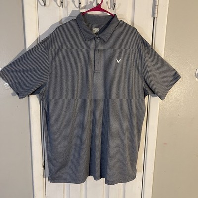 Callaway Golf Polo Shirt Men's XXL 2XL Big & Tall Opti-Dri Gray Micro Stripe SS