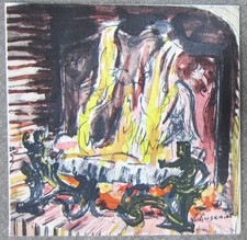 Lithographie signée Jeannie CUSENIER - envoi autographe voeux - vers 1950