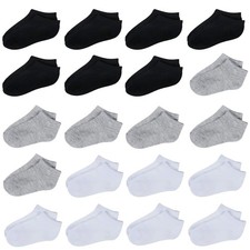 20 Pairs Toddler Kids Socks Half Cushion Low Cut Ankle Socks Boy Girl Athleti...