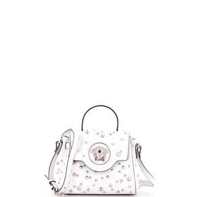 Versace La Medusa Top Handle Bag Studded Leather Small