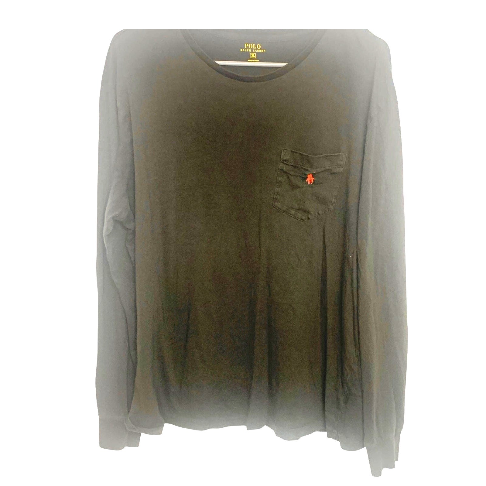 Polo Ralph Lauren maglietta XL uomo antracite pony logo tasca manica lunga preppy