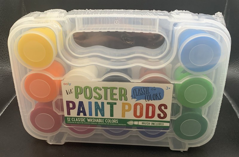 Ooly Lil' Poster Paint Pods 12 Classic Washable Colors Brush Included New