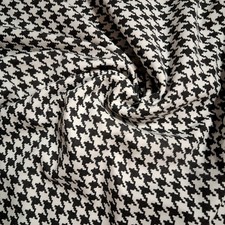 Black White Houndstooth Fabric 4 Way Stretch Stretchy Soft BTY By The Yard