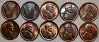 10x BU Lincoln Cents, 2x 1909 VDB, 1913, 1923, 1928, 2x 1929, 1936, 1937, & 1939
