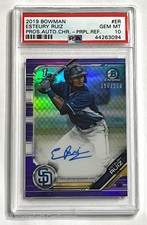 2019 Bowman Chrome 1st Esteury Ruiz Purple Refractor /250 Auto PSA 10