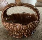 Vintage USA Pottery 254 Brown Basket Candy Dish