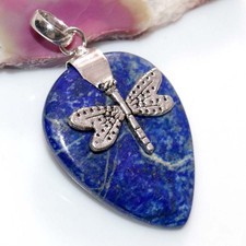 Cap Butterfly Lapis Lazuli 925 Silver Plated Pendant 2.2