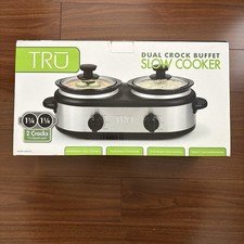 Tru Dual Crock Buffet Slow Cooker 2 Crocks 1 1/4 Quarts Each New