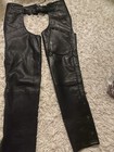 Redline Classic Black Naked Leather Motorcycle Fully Lined Chaps — photo 2