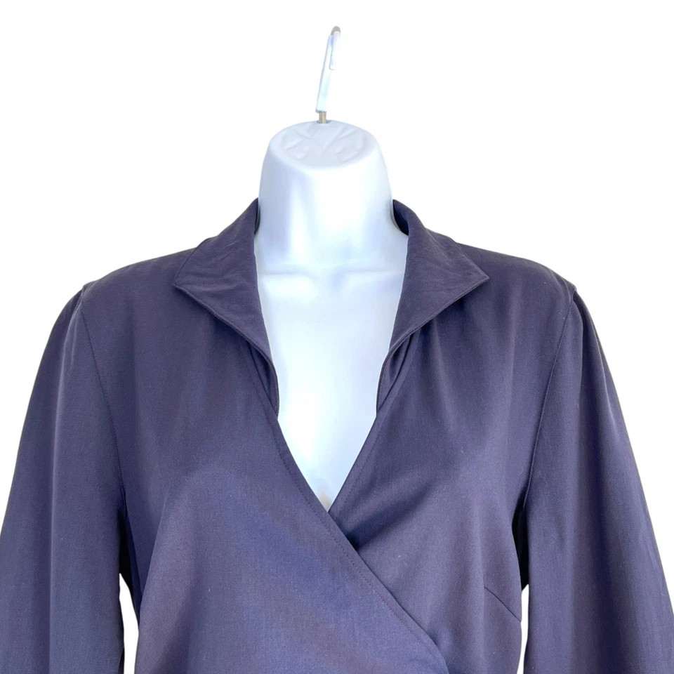 Elegante vestido envolvente Lafayette 148 New York elástico mezcla de lana púrpura profundo talla 8 Foto 2 de 4