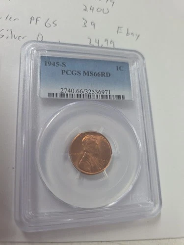1945 S Lincoln Wheat Cent Penny PCGS MS 66 RD