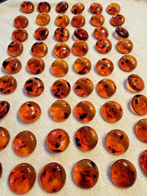 Vintage Translucent Amber Tortoise Plastic Shank Buttons 5/8'' Lot of 6