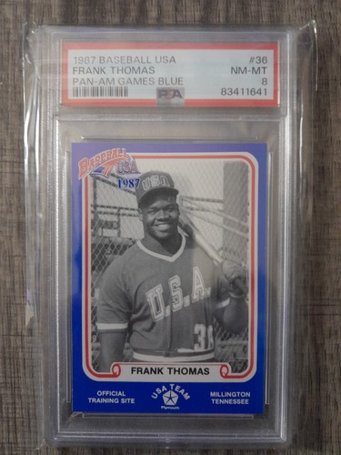 1987 Pan-Am Games USA Baseball Frank Thomas Blue Rookie #36 PSA 8