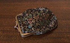 Vintage Brocade Tapestry Change or Coin Purse Snap Kiss Closure 3  X 4  