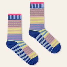 Calf-Length Socks, Blue Striped Border 26-35cm