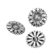 10 Tibetan Silver 17mm Flower Sunflower Design Metal Bead Shank Sewing Buttons