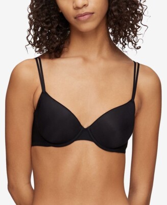 CALVIN KLEIN Womens Sz 38D Sheer Marquisette Lightly Lined Demi Bra QF6068 Black