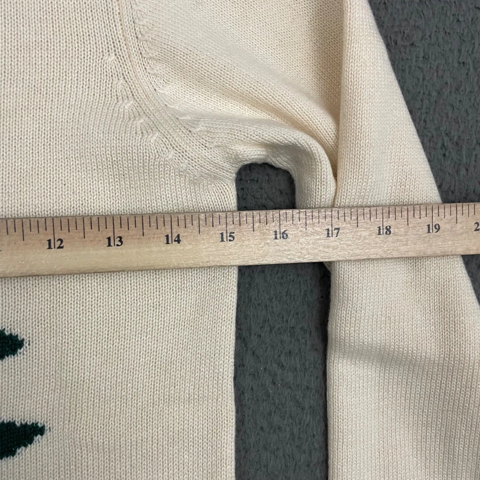 Cárdigan Suéter Rosa Pollo Niñas Talla 12 Años Crema Árbol de Navidad Preppy Foto 2 de 4