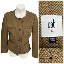 Cabi Blazer Style 3170 Womens Medium Penny Brown Herringbone Ponte Knit Work