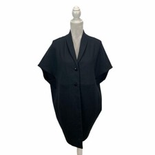 Marla Wynne Long Cape/cocoon Blazer Black Heavy Stretch Batwing 2 Button S