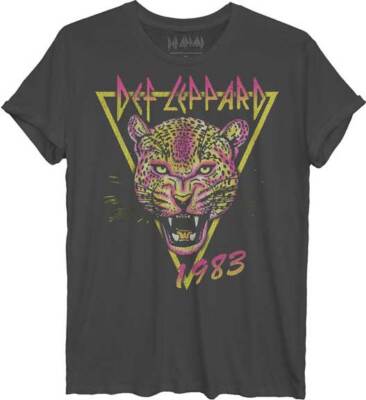 Def Leppard Neon Cat 1983 Heavy Glam Metal Music Retro Band T Shirt DEF0087