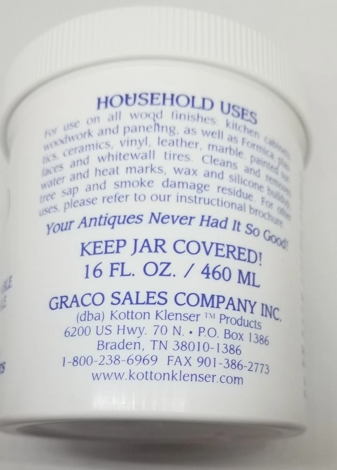 Limpador de madeira 16 oz regular algodão KLENSER armários antigos painéis azulejo mármore - Imagem 3 de 4