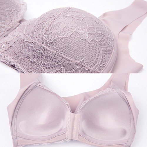 Women Non Wired Front Fastening Push Up Bra Top Ladies Lace Soft Cup Plus Size ∧ - Bild 10 von 21
