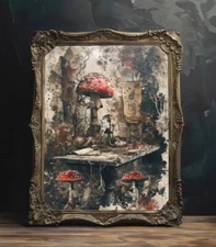 Moody Fly Agaric Mushroom Still Life, Printable Wall Art