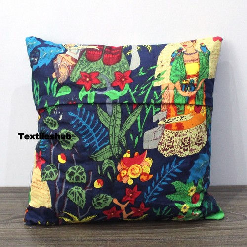 Indian Blue Frida Kahlo Cotton Cushion Cover Pillowcase Home Decorative Cover US - Picture 3 of 3