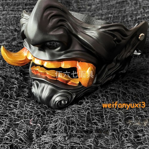Prajna Devil Hannya Noh Kabuki Demon Half Face Resin Mask Halloween Cosplay Prop - Picture 11 of 20