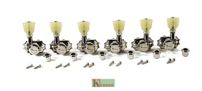 Kluson Revolution Locking Tuners 3x3 Pearloid keystone button Nickel KRGLNC-3-NP