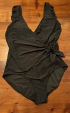 Endera Bay Womens Plus Size Black V Neck One Piece Swimsuit Sz 3XL - NEW