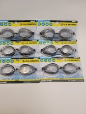 6-U.S. Divers Adult Swim Goggles Black/Clear Lens New Recreational Lot