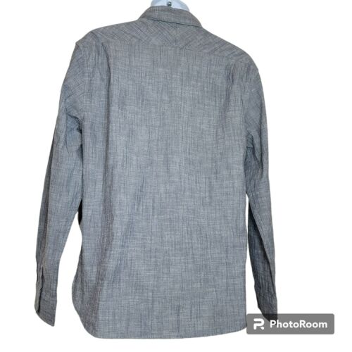 Jachs MFG. Chemise, homme bouton gris devant Chambray, manches longues, mélange coton neuf avec étiquettes - Photo 2/12