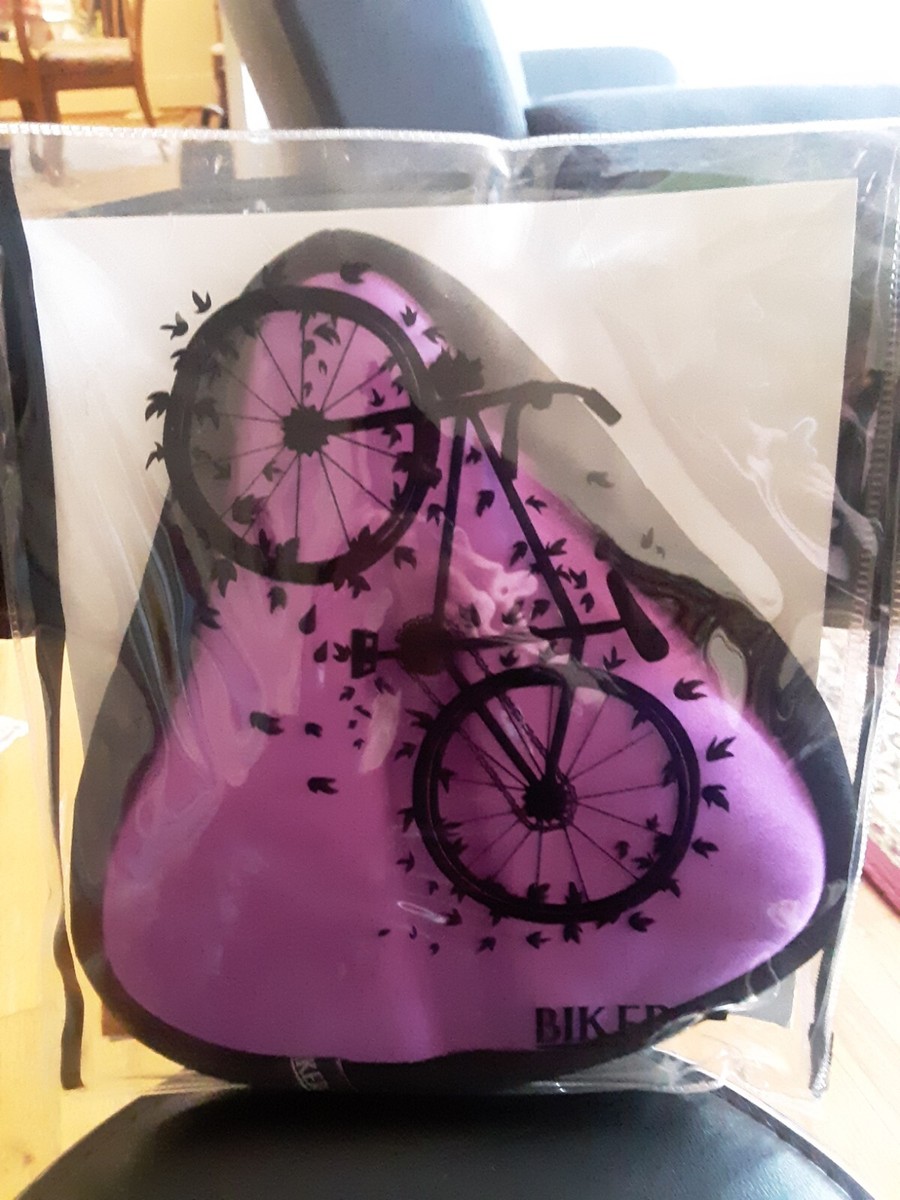 Coussin De Siège De Vélo D'exercice Bikeroo Grand Format Avec Gel - Housse Violette Neuve
