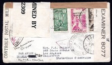 FRANCE CAMEROUN 1942 HEAVILY CENSORED WAR-TIME COVER BY FRANCE & US ON PAN AM