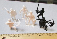 Vintage 1960s plastic Knight figures, set of 6 different knights, fun decor