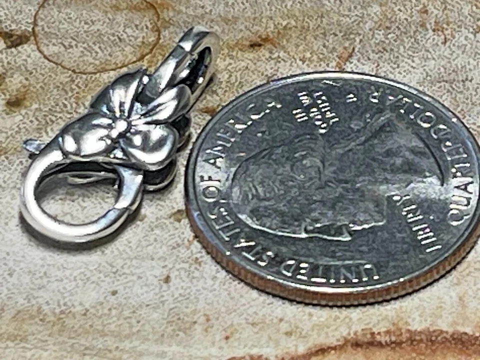 925 broches de langosta doble bloqueo arco flor gatillo broche 4 brazaletes collar. 1 pieza Foto 3 de 4